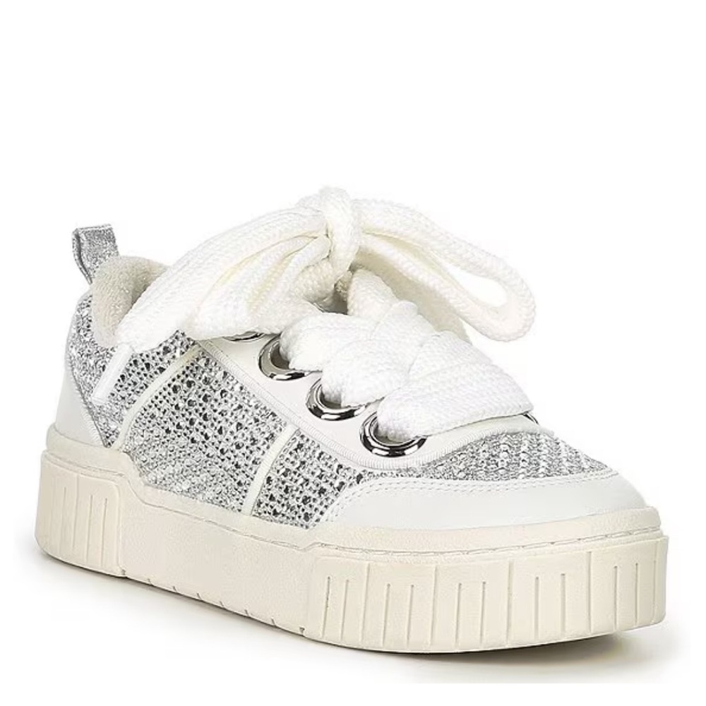 GB After-Party Rhinestone Oversized Laces Platform Sneakers